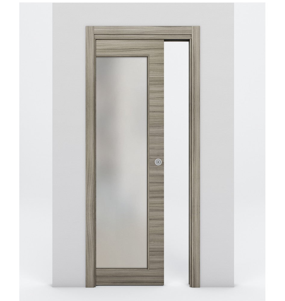 Nova 1-Lite Braga Palissandro Matrix Laminated Modern Pocket Door - Doors and Beyond
