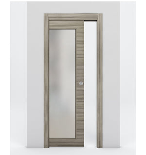 Nova 1-Lite Braga Palissandro Matrix Laminated Modern Pocket Door - Doors and Beyond
