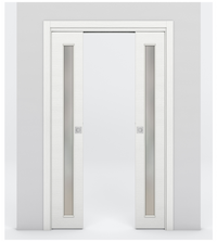 Nova 1-Lite V Braga Bianco Matrix Laminated Modern Double Pocket Door - Doors and Beyond