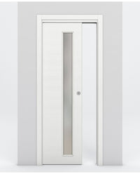Nova 1-Lite V Braga Bianco Matrix Laminated Modern Pocket Door - Doors and Beyond