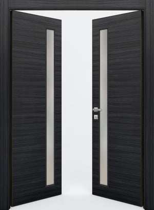 Nova 1-Lite V Braga Blu  Matrix CPL  Modern Double Pre-Hung Door - Doors and Beyond