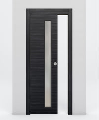 Nova 1-Lite V Braga Blu Matrix Laminated Modern Pocket Door - Doors and Beyond