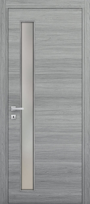 Nova 1-Lite V Braga Olmo Matrix CPL Modern Single Pre-hung Door - Doors and Beyond
