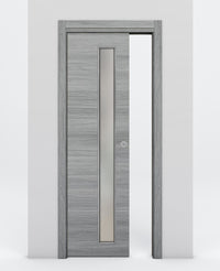 Nova 1-Lite V Braga Olmo Matrix Laminated Modern Pocket Door - Doors and Beyond