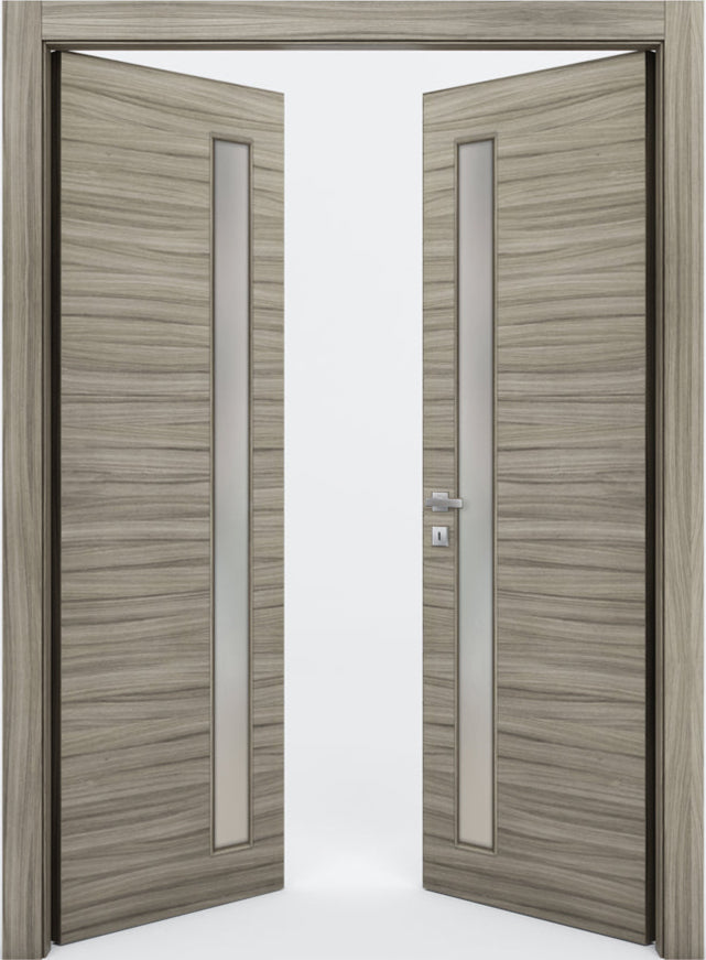 Nova 1-Lite V Braga Palissandro Matrix CPL Modern Double Pre-Hung Door - Doors and Beyond