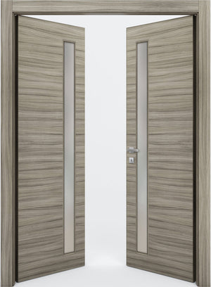 Nova 1-Lite V Braga Palissandro Matrix CPL Modern Double Pre-Hung Door - Doors and Beyond
