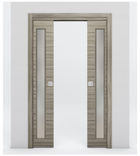 Nova 1-Lite V Braga Palissandro Matrix Laminated Modern Double Pocket Door - Doors and Beyond