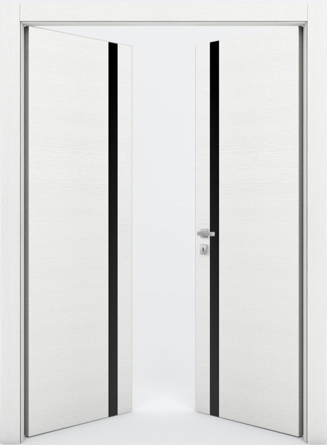Nova 1G Braga Bianco Matrix CPL Modern Double Pre-Hung Door - Doors and Beyond