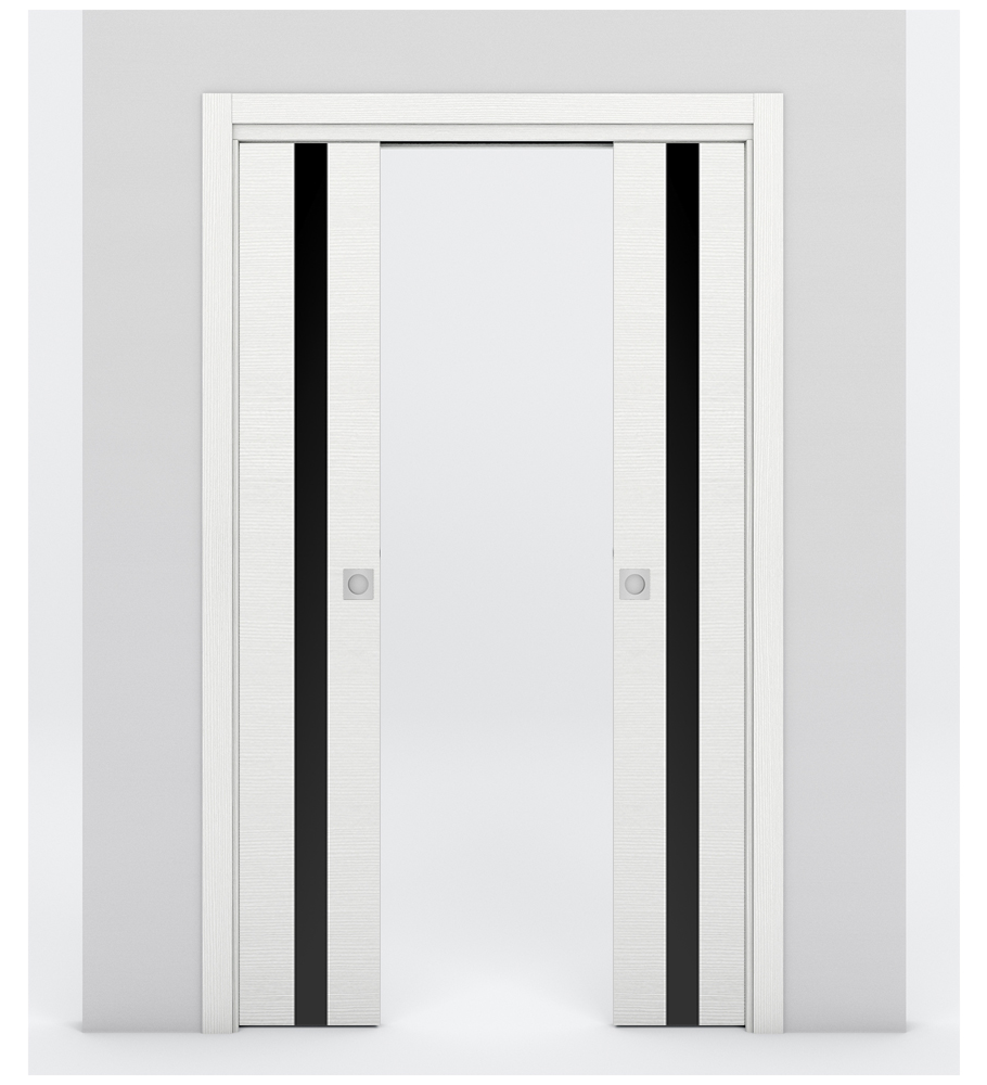Nova 1G Braga Bianco Matrix Laminated Modern Double Pocket Door - Doors and Beyond