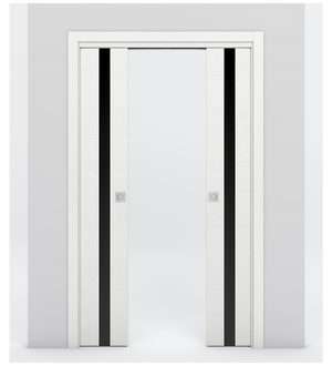 Nova 1G Braga Bianco Matrix Laminated Modern Double Pocket Door - Doors and Beyond