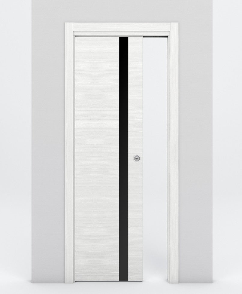 Nova 1G Braga Bianco Matrix Laminated Modern Pocket Door - Doors and Beyond