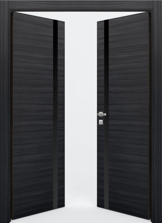 Nova 1G Braga Blu  Matrix CPL  Modern Double Pre-Hung Door - Doors and Beyond