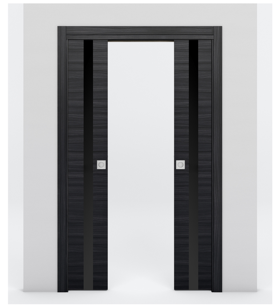 Nova 1G Braga Blu Matrix Laminated Modern Double Pocket Door - Doors and Beyond