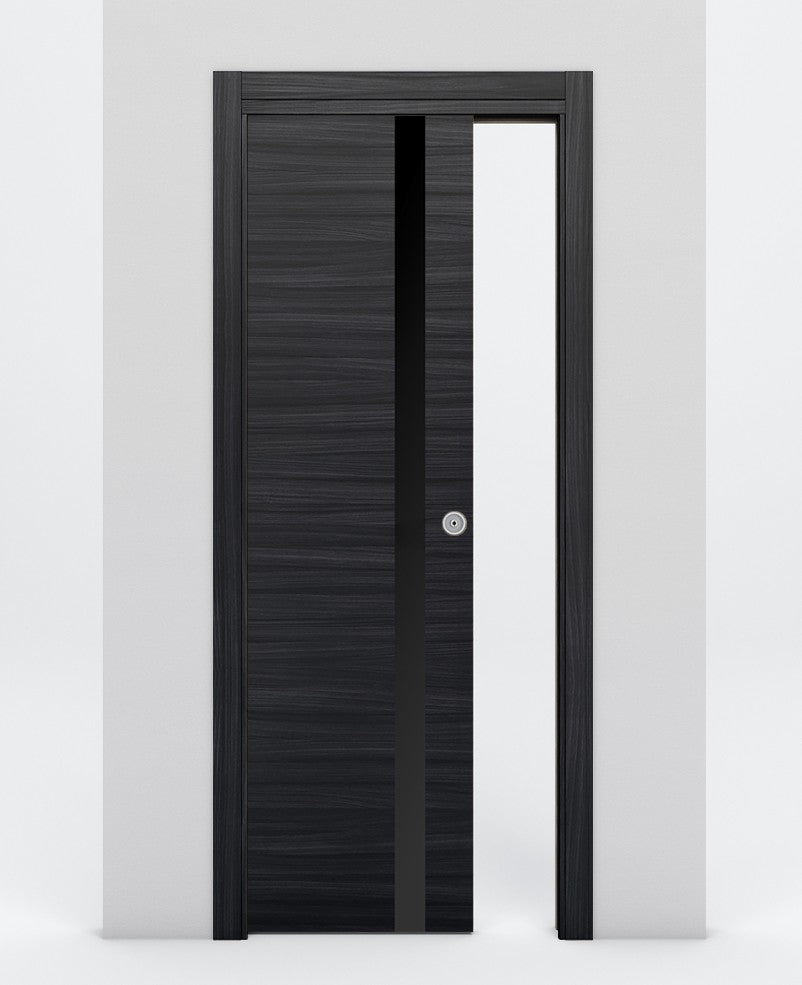 Nova 1G Braga Blu Matrix Laminated Modern Pocket Door - Doors and Beyond