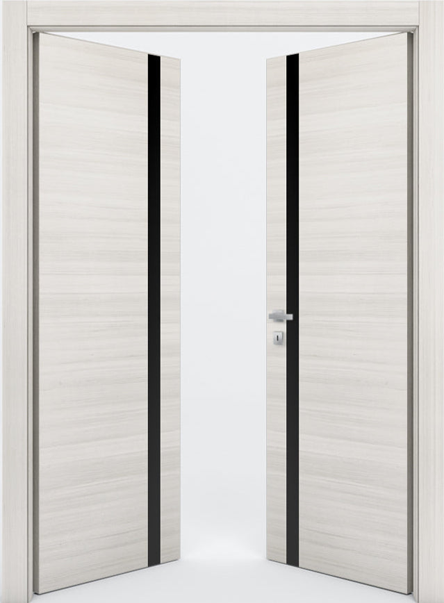 Nova 1G Braga Crema Matrix CPL  Modern Double Pre-Hung Door - Doors and Beyond