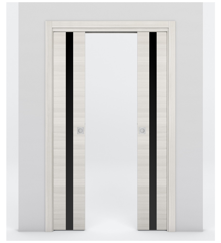 Nova 1G Braga Crema Matrix Laminated Modern Double Pocket Door - Doors and Beyond