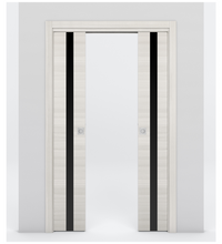 Nova 1G Braga Crema Matrix Laminated Modern Double Pocket Door - Doors and Beyond