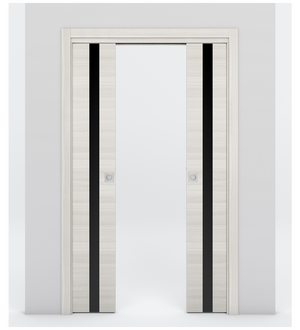 Nova 1G Braga Crema Matrix Laminated Modern Double Pocket Door - Doors and Beyond