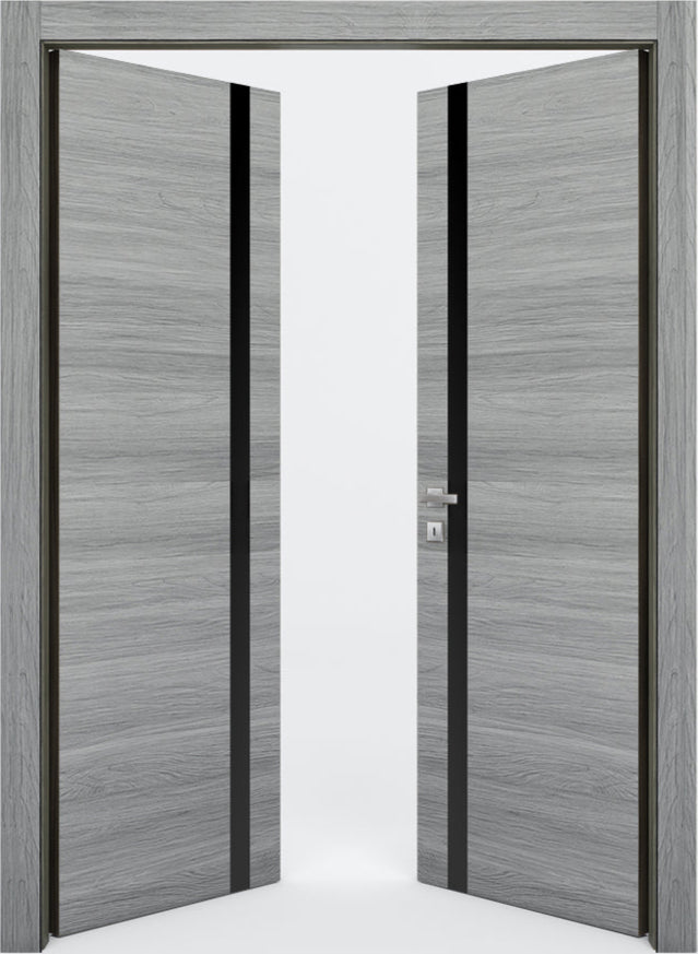 Nova 1G Braga Olmo Matrix CPL  Modern Double Pre-Hung Door - Doors and Beyond
