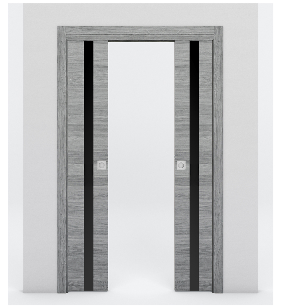 Nova 1G Braga Olmo Matrix Laminated Modern Double Pocket Door - Doors and Beyond