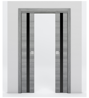 Nova 1G Braga Olmo Matrix Laminated Modern Double Pocket Door - Doors and Beyond