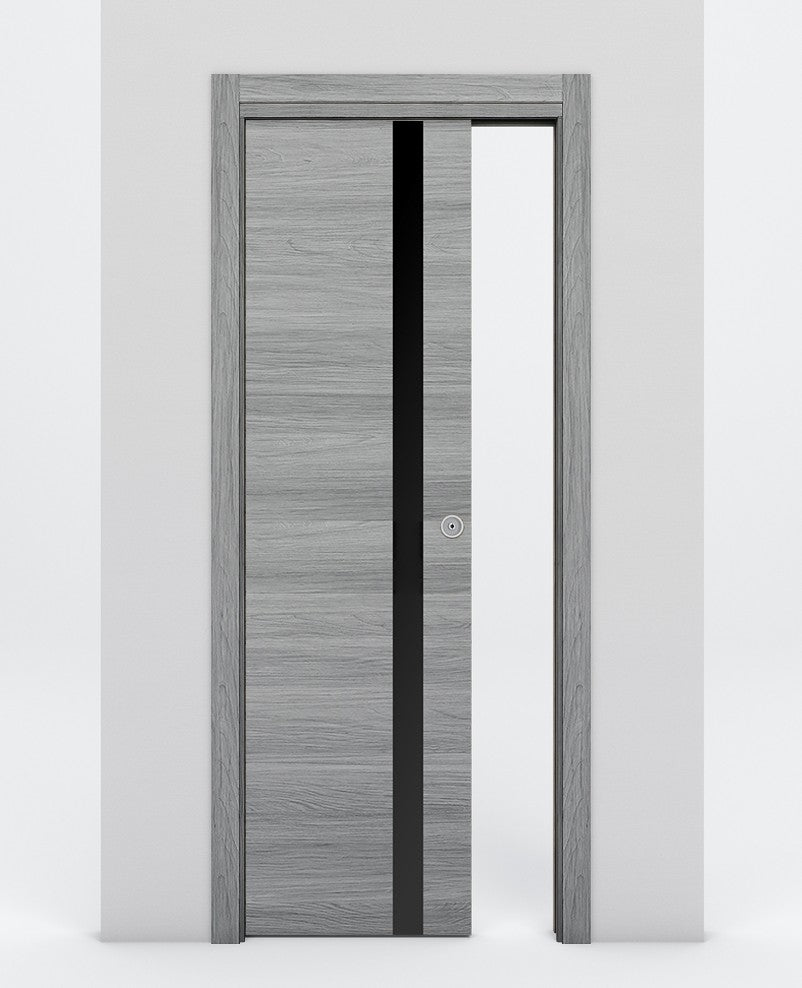 Nova 1G Braga Olmo Matrix Laminated Modern Pocket Door - Doors and Beyond