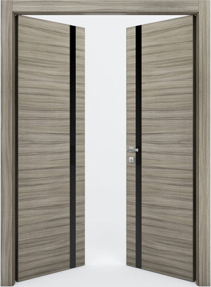 Nova 1G Braga Palissandro  Matrix CPL  Modern Double Pre-Hung Door - Doors and Beyond