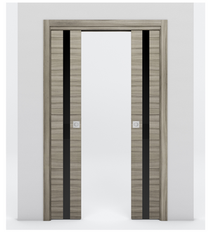 Nova 1G Braga Palissandro Matrix Laminated Modern Double Pocket Door - Doors and Beyond