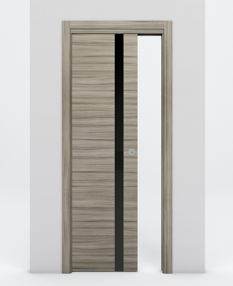 Nova 1G Braga Palissandro Matrix Laminated Modern Pocket Door - Doors and Beyond