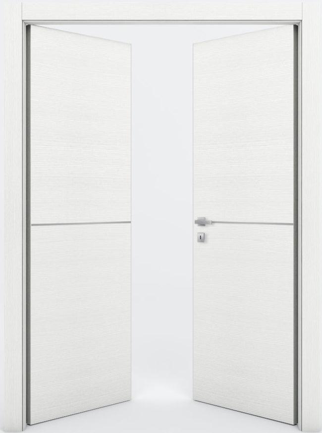 Nova 1H Braga Bianco Matrix CPL Modern Double Pre-Hung Door - Doors and Beyond