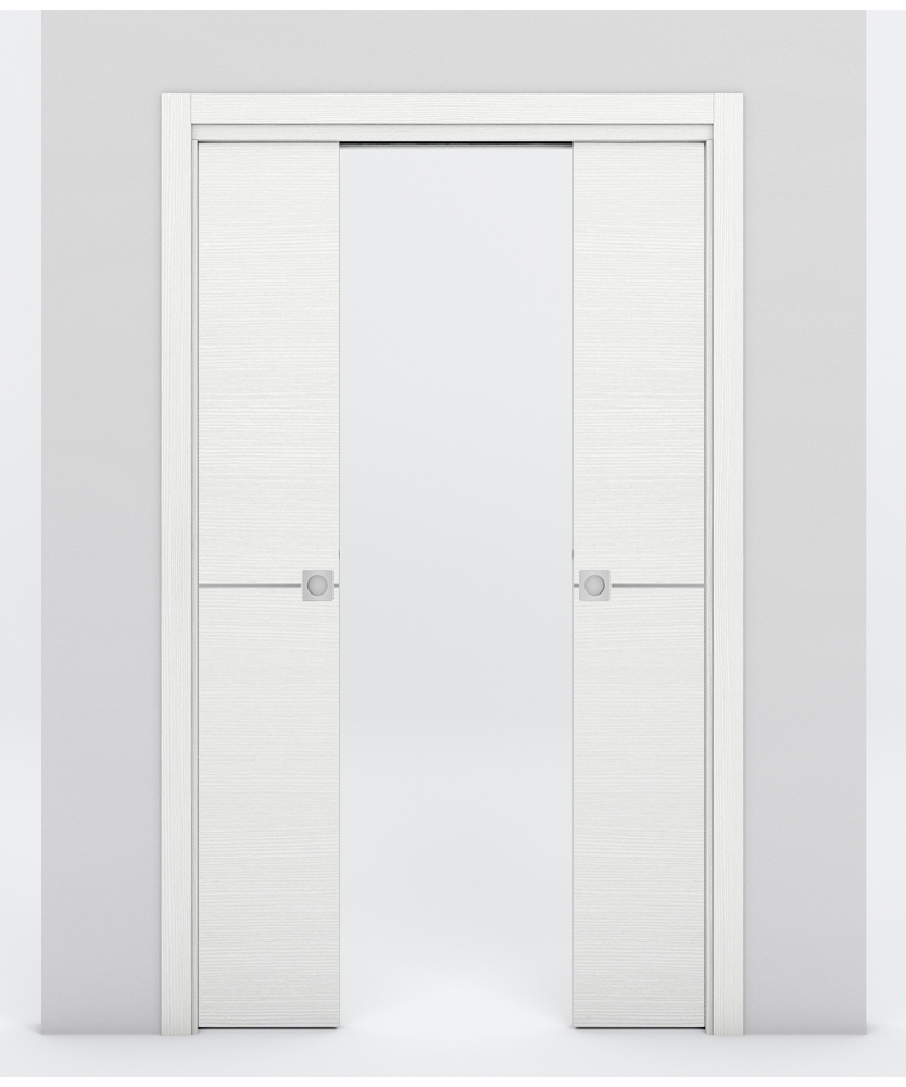 Nova 1H Braga Bianco Matrix Laminated Modern Double Pocket Door - Doors and Beyond