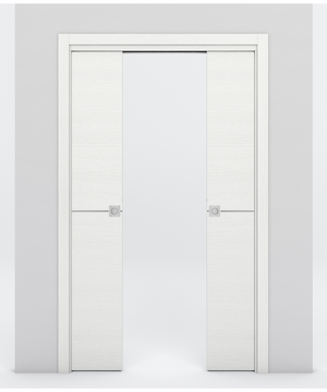 Nova 1H Braga Bianco Matrix Laminated Modern Double Pocket Door - Doors and Beyond
