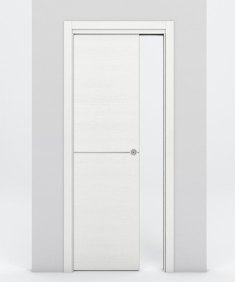 Nova 1H Braga Bianco Matrix Laminated Modern Pocket Door - Doors and Beyond