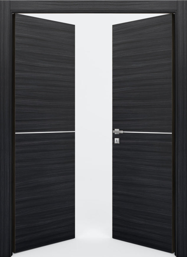 Nova 1H Braga Blu  Matrix CPL  Modern Double Pre-Hung Door - Doors and Beyond