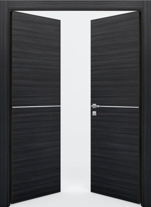 Nova 1H Braga Blu  Matrix CPL  Modern Double Pre-Hung Door - Doors and Beyond