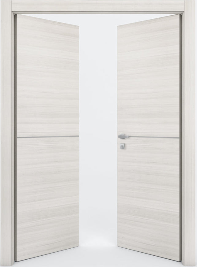 Nova 1H Braga Crema Matrix CPL  Modern Double Pre-Hung Door - Doors and Beyond