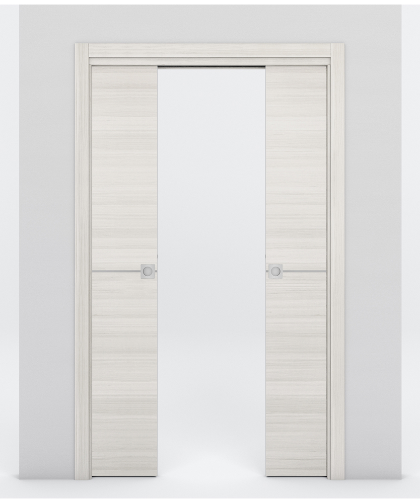 Nova 1H Braga Crema Matrix Laminated Modern Double Pocket Door - Doors and Beyond