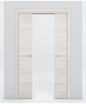 Nova 1H Braga Crema Matrix Laminated Modern Double Pocket Door - Doors and Beyond