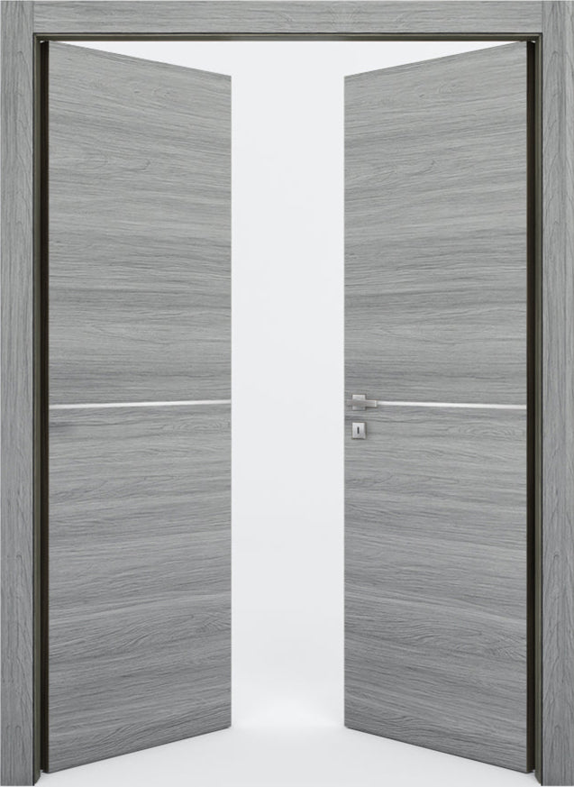 Nova 1H Braga Olmo Matrix CPL  Modern Double Pre-Hung Door - Doors and Beyond