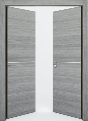 Nova 1H Braga Olmo Matrix CPL  Modern Double Pre-Hung Door - Doors and Beyond