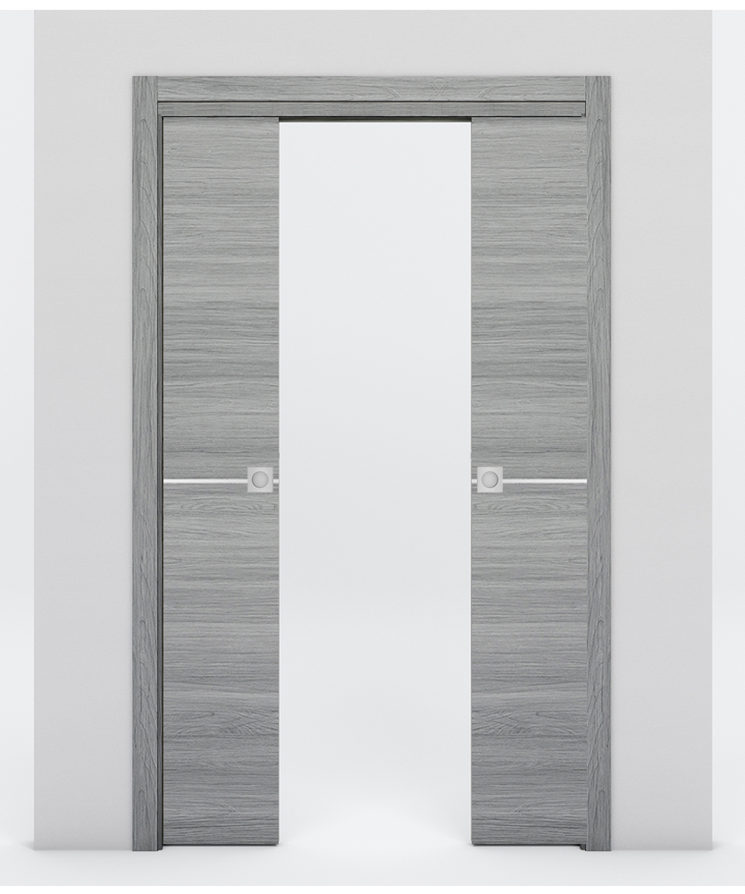 Nova 1H Braga Olmo Matrix Laminated Modern Double Pocket Door - Doors and Beyond
