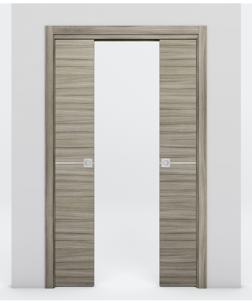 Nova 1H Braga Palissandro Matrix Laminated Modern Double Pocket Door - Doors and Beyond
