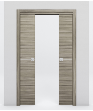 Nova 1H Braga Palissandro Matrix Laminated Modern Double Pocket Door - Doors and Beyond