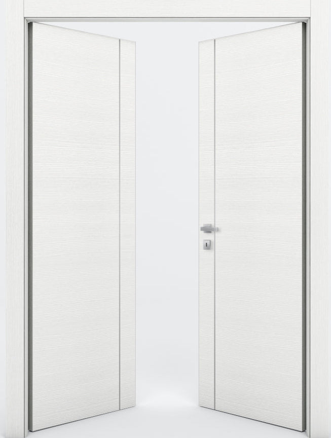 Nova 1V Braga Bianco Matrix CPL Modern Double Pre-Hung Door - Doors and Beyond