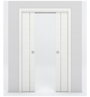 Nova 1V Braga Bianco Matrix Laminated Modern Double Pocket Door - Doors and Beyond