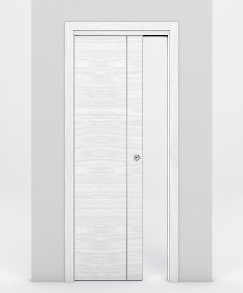 Nova 1V Braga Bianco Matrix Laminated Modern Pocket Door - Doors and Beyond