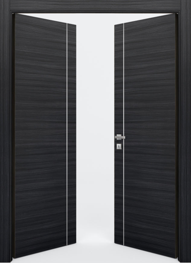 Nova 1V Braga Blu  Matrix CPL  Modern Double Pre-Hung Door - Doors and Beyond