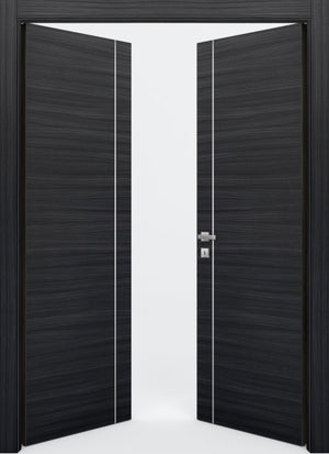 Nova 1V Braga Blu  Matrix CPL  Modern Double Pre-Hung Door - Doors and Beyond