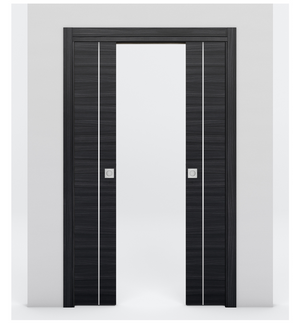 Nova 1V Braga Blu Matrix Laminated Modern Double Pocket Door - Doors and Beyond