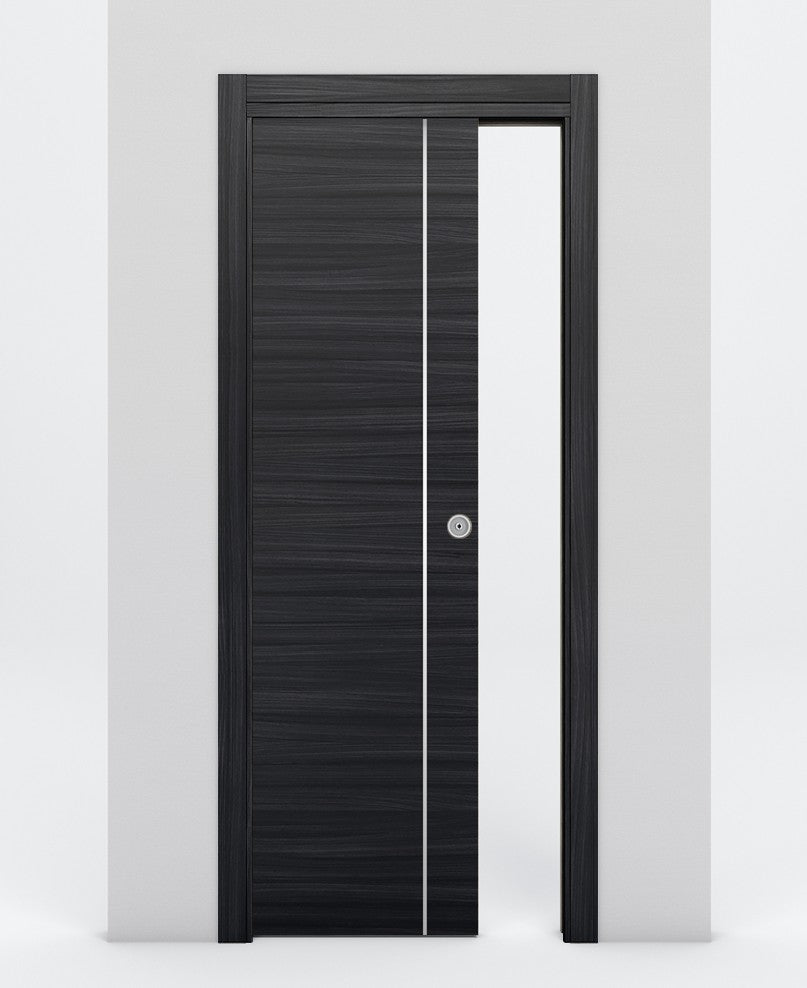 Nova 1V Braga Blu Matrix Laminated Modern Pocket Door - Doors and Beyond